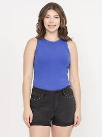 Women's Washed Rib Crew Neck Tank