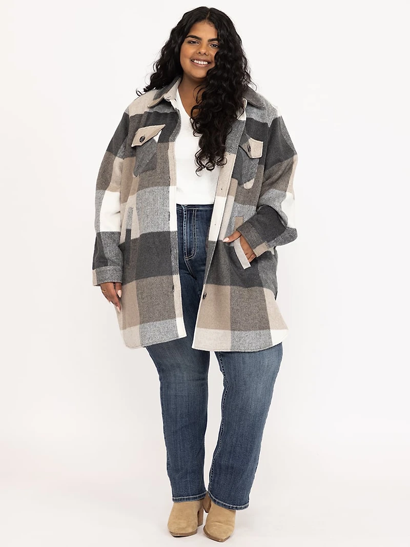 Women's Plaid Button Front Shacket