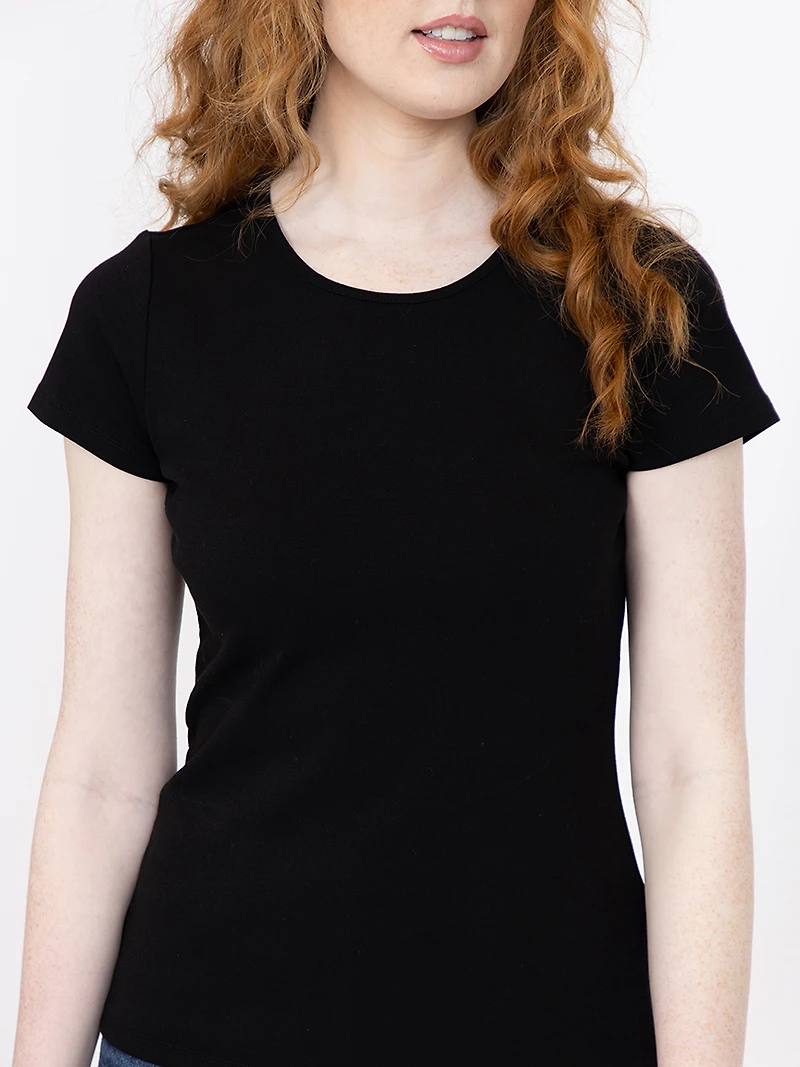 Women's Ribbed Crew Neck Tee