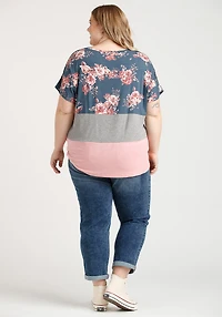 Women's Floral Colour Block Top