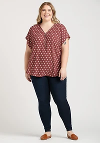 Women's Geo Half Zip Blouse