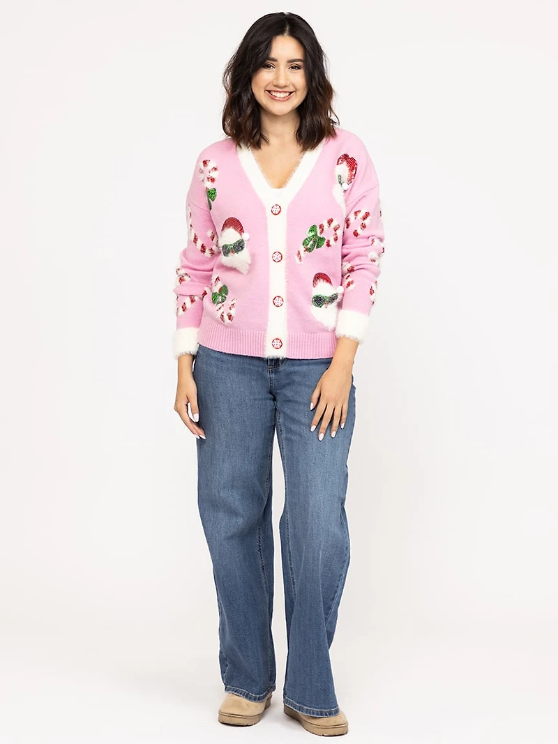 Women's Festive Button Front Cardigan