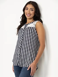 Women's Sleeveless Gingham Shirt