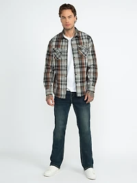 Men's Roll Sleeve Plaid Shirt