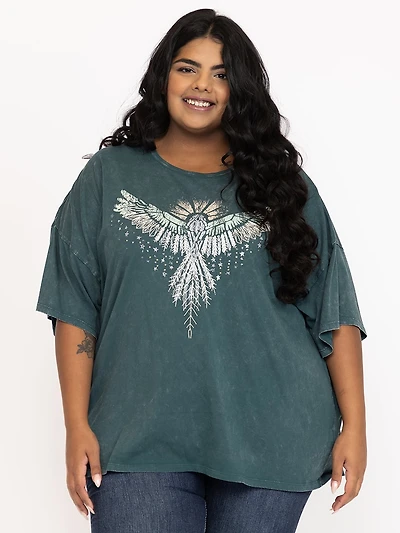 Women's Washed Eagle Oversized Tee