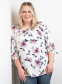 Women's Tie Sleeve Peasant Top