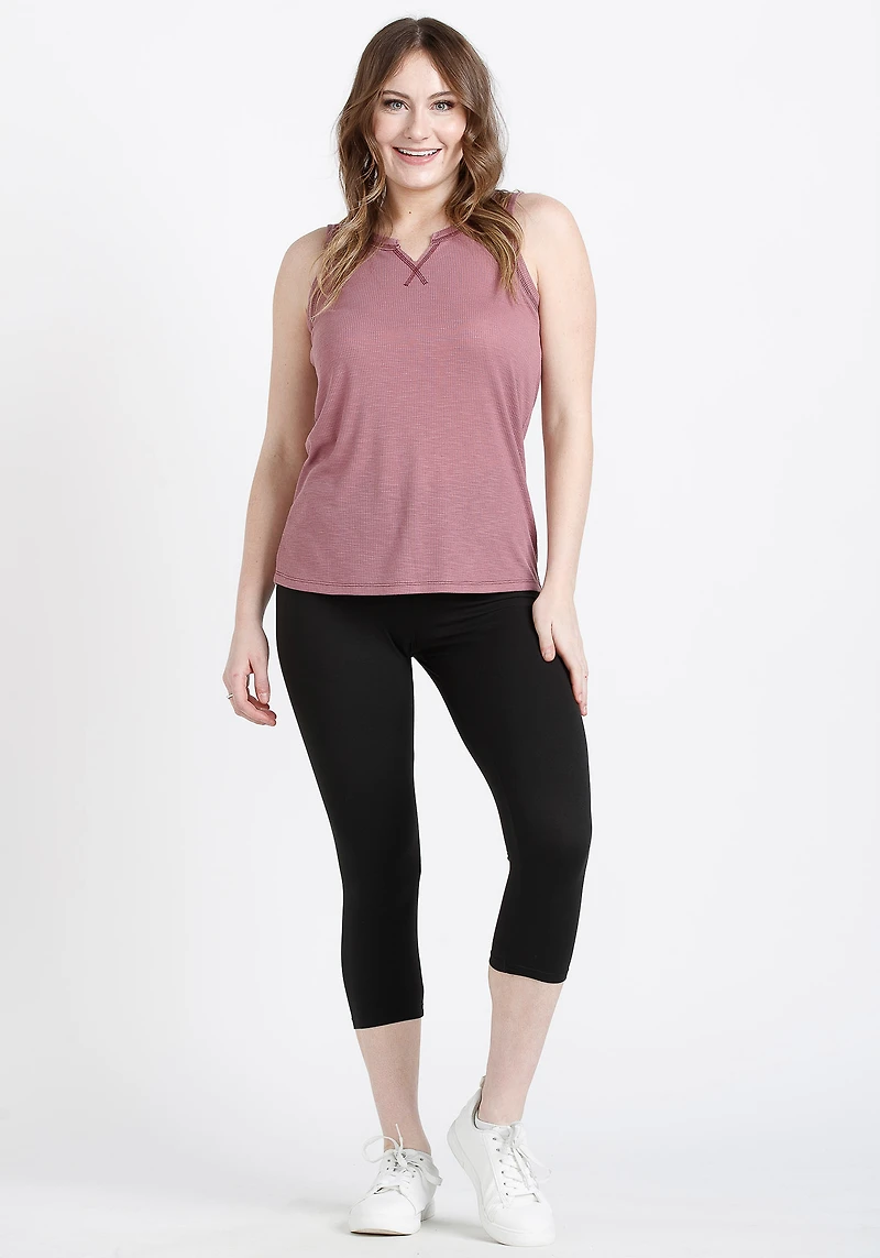 Women's Rib Split Crewneck Tank