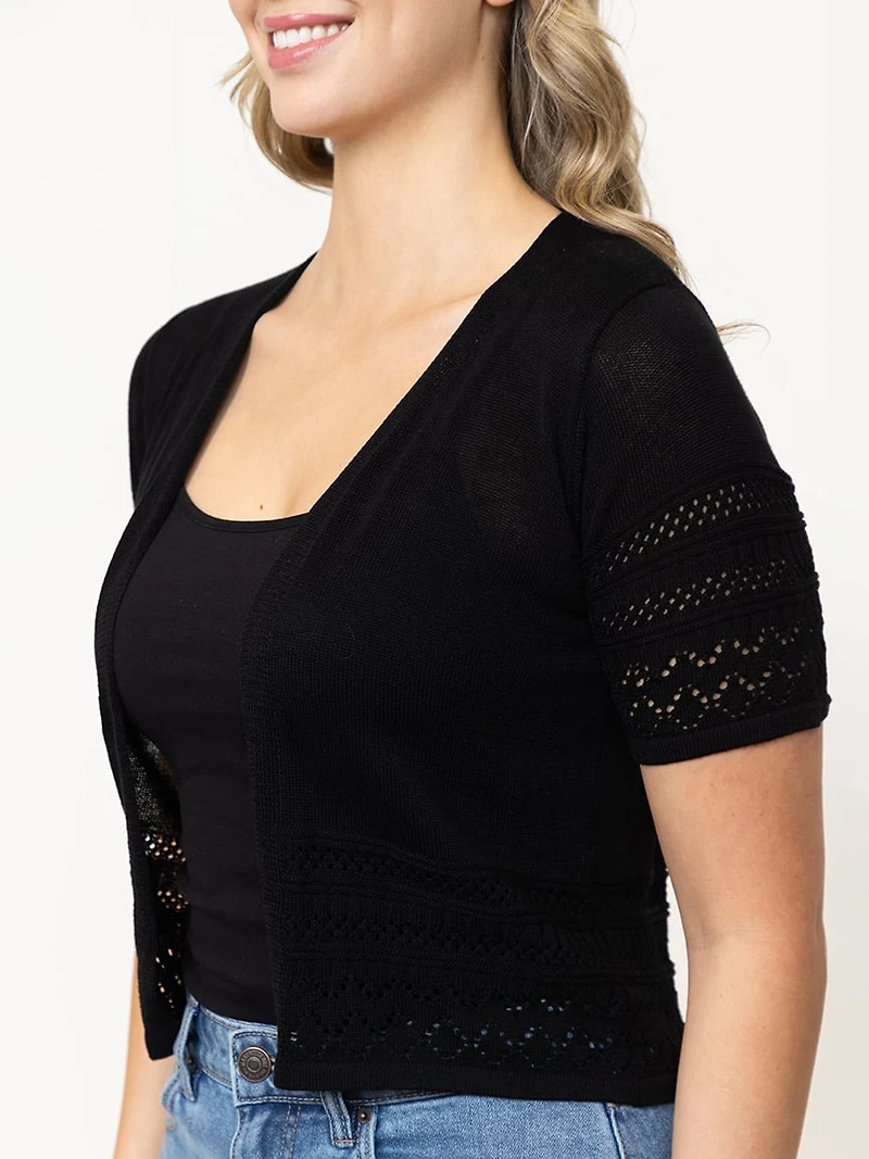 Women's Pointelle Trim Cardigan