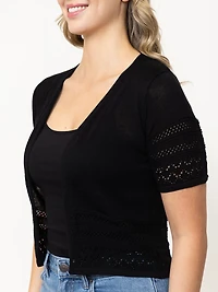 Women's Pointelle Trim Cardigan