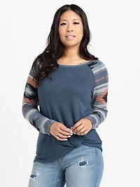 Women's Color Block Twist Hem Top