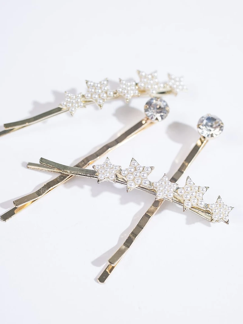 4Pk Star Hair Pins