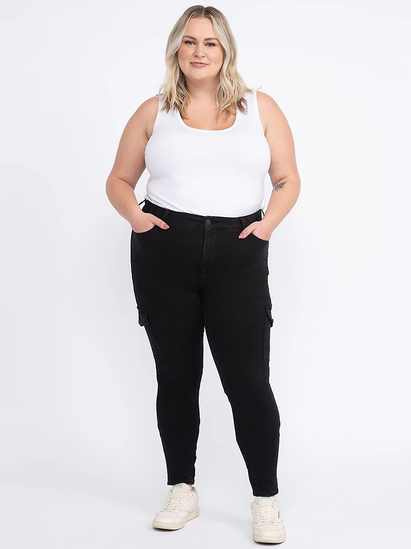 Women's Black Wash Cargo Skinny Jeans