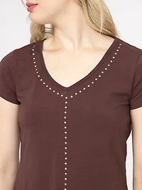 Women's Studded V Neck Tee
