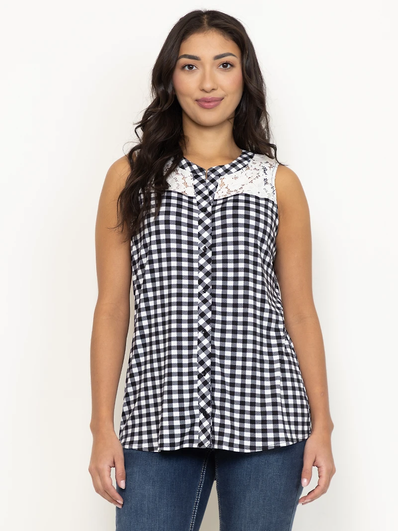Women's Sleeveless Gingham Shirt
