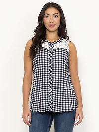 Women's Sleeveless Gingham Shirt
