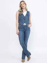 Women's V-neck Cropped Denim Vest