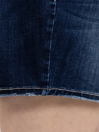 Women's Plus Multi Thread Thick Stitch Dark Wash Shortie