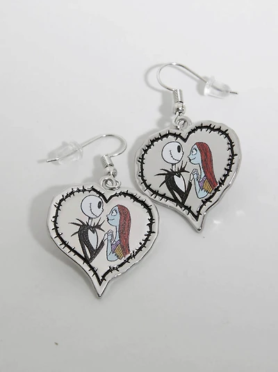Nightmare Jack & Sally Heart Earrings