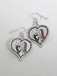 Nightmare Jack & Sally Heart Earrings