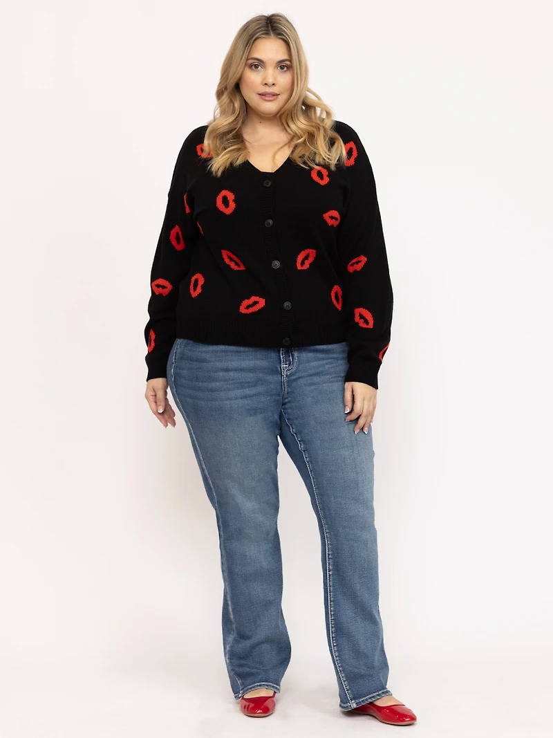 Women's Lip Button Front Cardigan