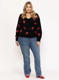 Women's Lip Button Front Cardigan