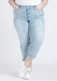 Women's Plus Destroyed Cuffed Girlfriend Jeans