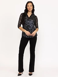 Women's Mesh V neck Blouse