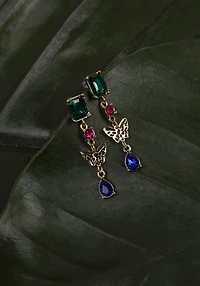 Gemstone Butterfly Drop Earrings