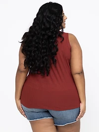 Women's Ribbed Split Neck Tank