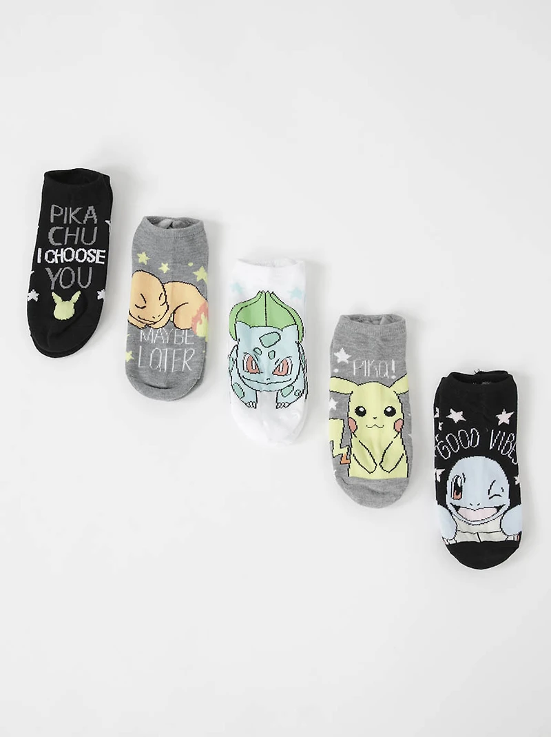 5 Pack Pokemon Stars No Show Socks