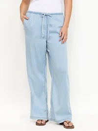 Women's Regular Rise Tie Front Pull-on Wide Leg Jeans