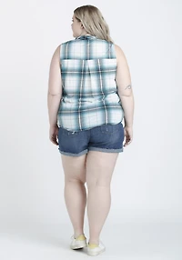 Women's  Sleeveless Plaid Shirt
