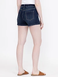 Women's Multi Thread Thick Stitch Dark Wash Shortie