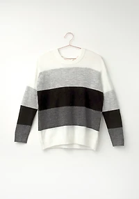 Women's Colour Block Lace Up Sweater