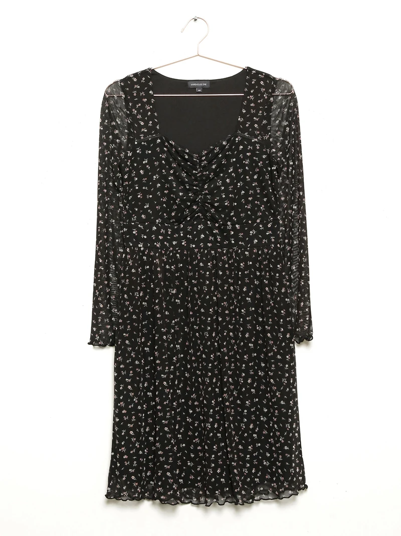 Women's Floral Mesh Babydoll Dress