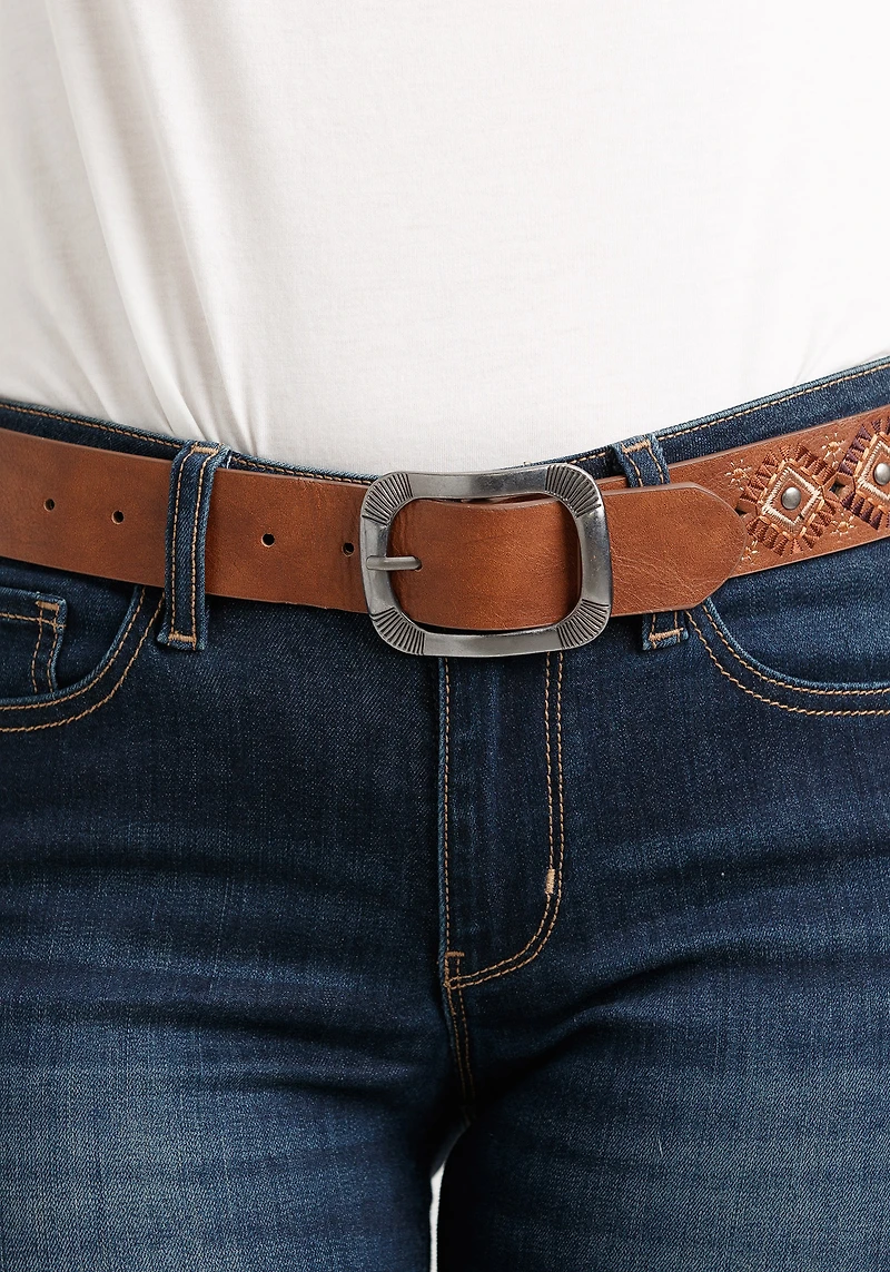 Embroidered Brown Belt