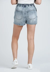 Women's High Rise Elastic Waist Utility Jean Shortie