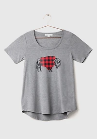 Women's Buffalo Plaid Scoop Neck Tee