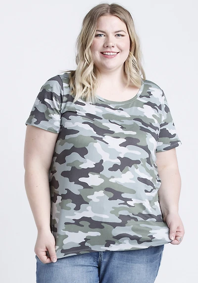 Women's Camo Scoop Neck Tee