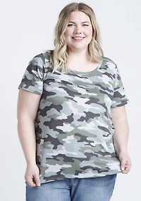 Women's Camo Scoop Neck Tee