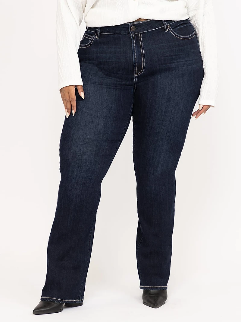 Women's Plus Dark Wash Embellished Baby Boot Jeans