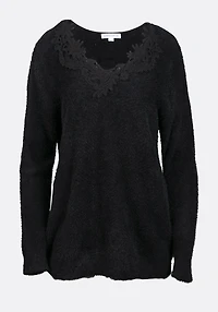 Women's Crochet Neckline Sweater