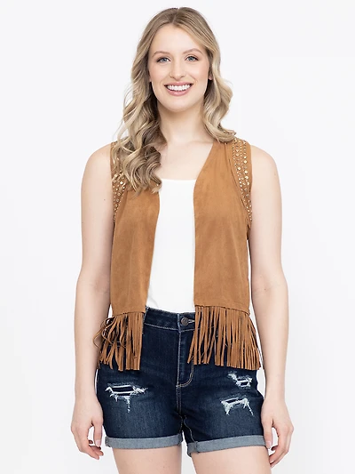 Women's Studded Fringe Vest