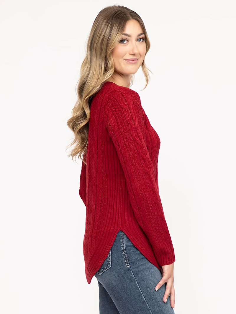 Women's V Neck Cable Tunic