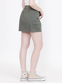 Women's Light Olive Knit Waist Cargo Mini Skort