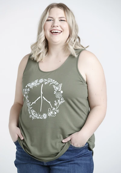 Women's Peace Sign Cage Back Tank