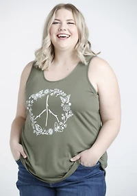 Women's Peace Sign Cage Back Tank