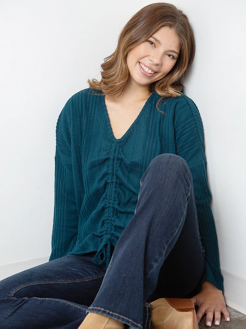 Women's Ruched Front Rib Top