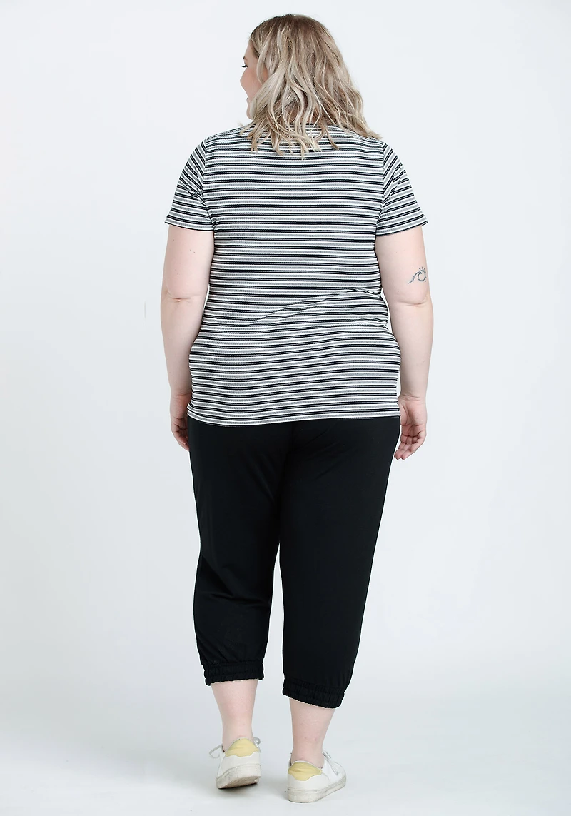 Women's Scoop Neck Ribbed Henley Tee