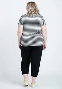 Women's Scoop Neck Ribbed Henley Tee